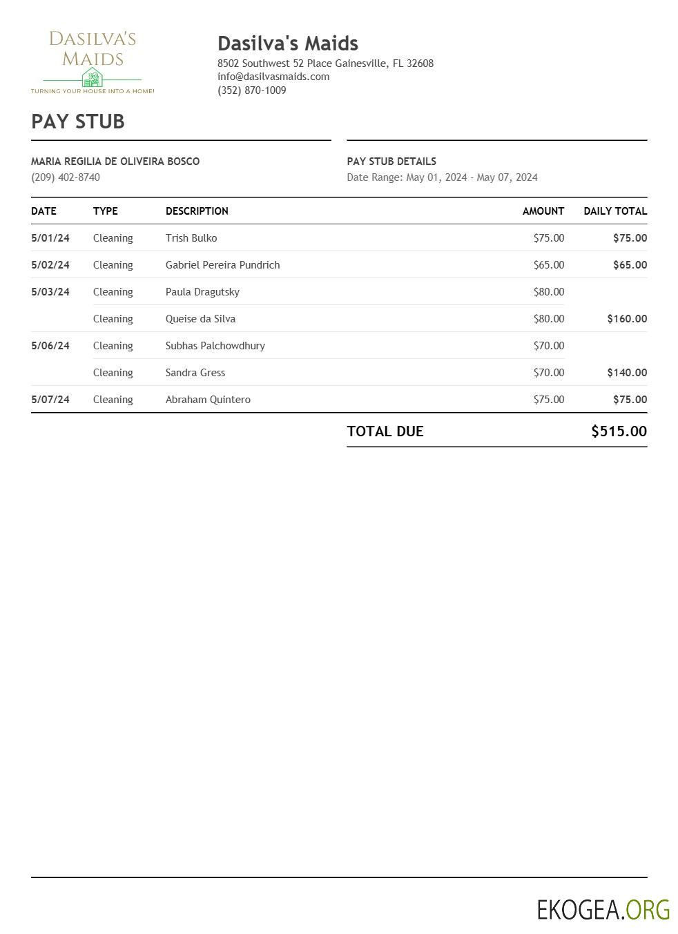 Modèle de bulletin de paie Dasilva's Maids aux formats Word et PDF.pdf, 1